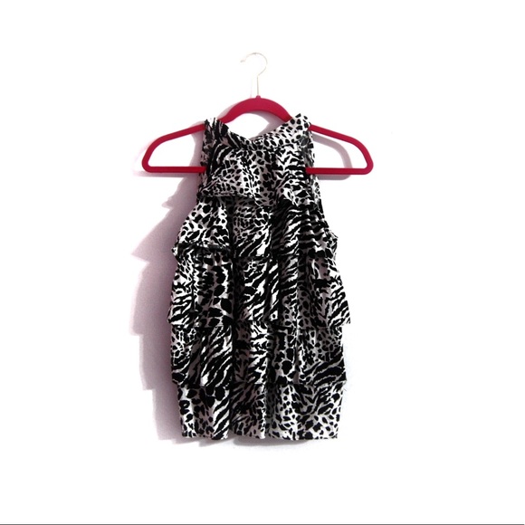 elena solano Tops - Elena Solano Linen Zebra Mock Neck Tank M EUC